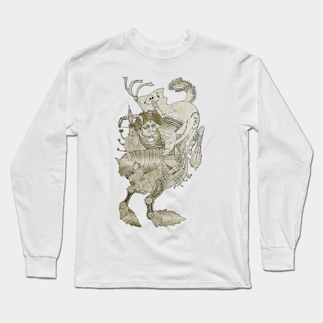 Steampunk Pirate Samurai Riding Iron Horse Long Sleeve T-Shirt by FelisSimha